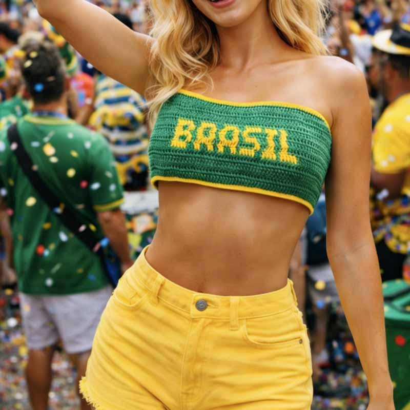 2026 Summer Brazil Knit Camisole Top Sexy Brazil Letter World Cup Jersey Cross-border Export