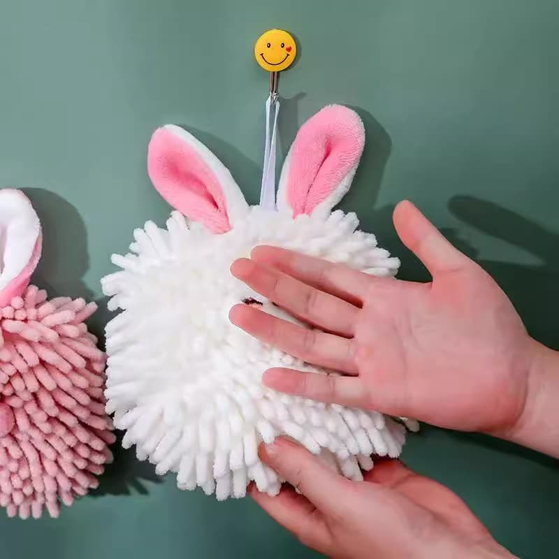 Cartoon rabbit cute quick-drying chenille hand-wiping ball hanging hand towel household children's kitchen wipe wholesale