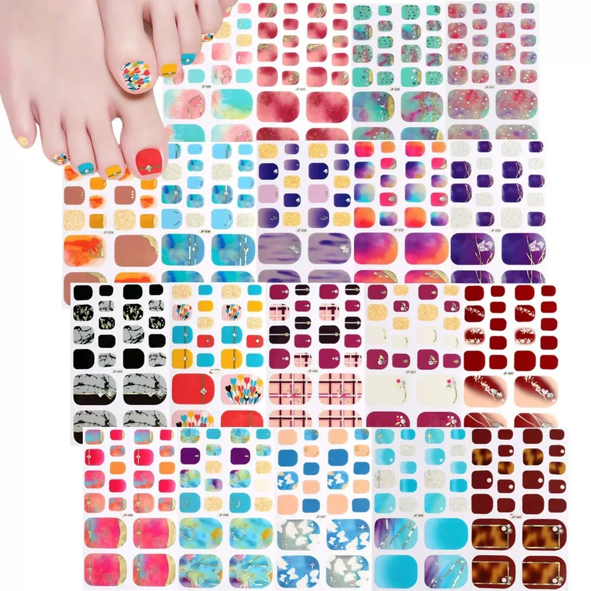 Cross-Border New Style Toenail Stickers 3D Printed Gold Foil Nail Stickers Waterproof Long-Lasting Full Coverage Wholesale Ins Style