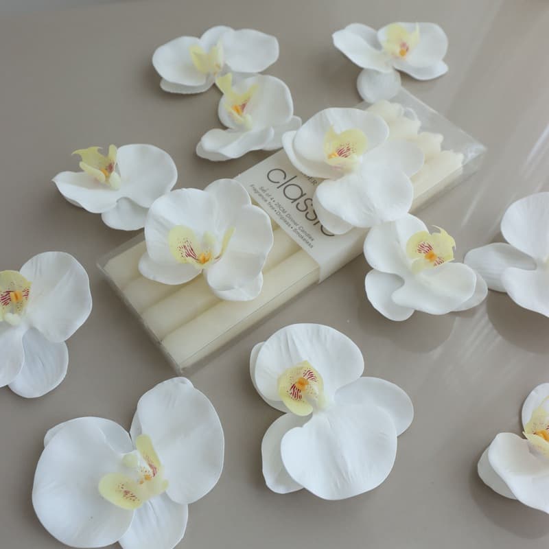 Gift Box Decoration Laminated Touch Phalaenopsis Orchid Head Artificial Flower Fake Flower Wedding DIY Handmade Flower