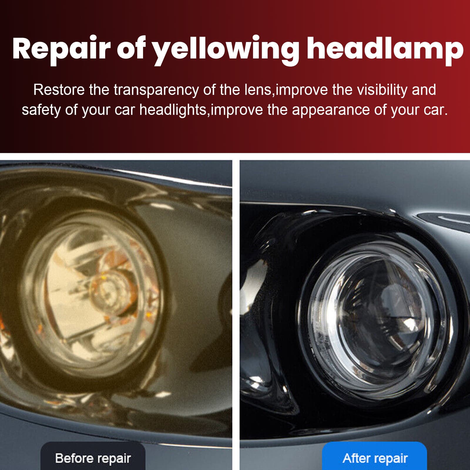 Rayhong Headlight Restoration Kit - Car Light Lens Scratch & Stain Polishing, Renewal and Brightening Repair Solution