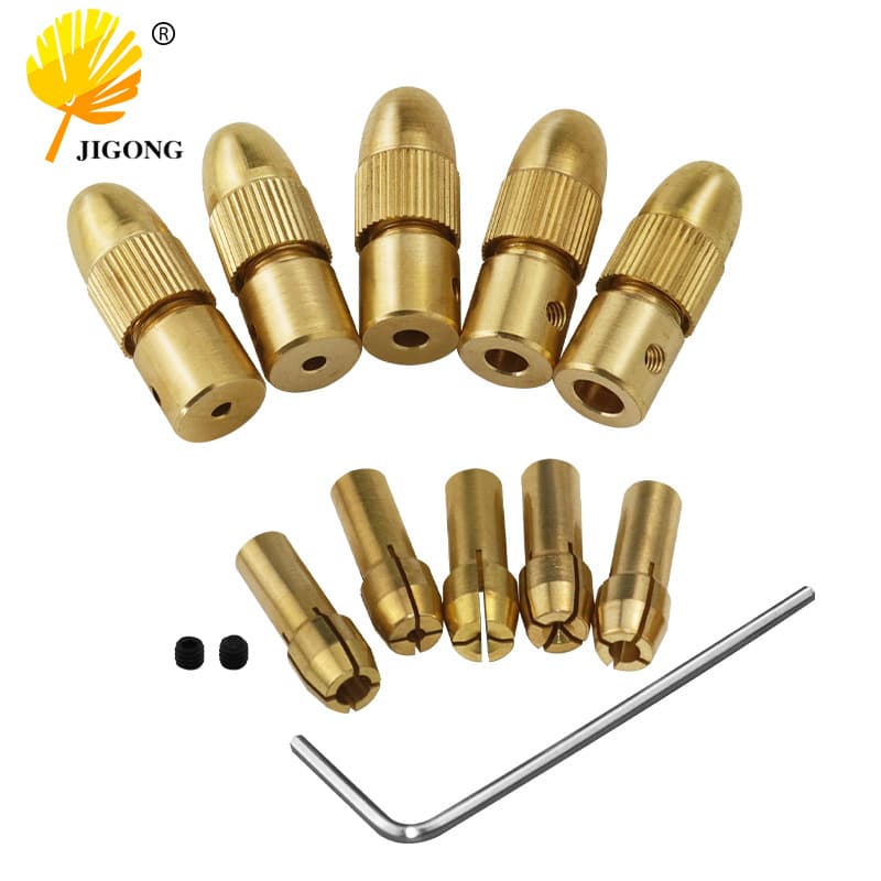 Small electric drill bit clamp, micro electric drill self-tightening drill chuck, hand electric drill small electric grinding woodworking brass drill chuck