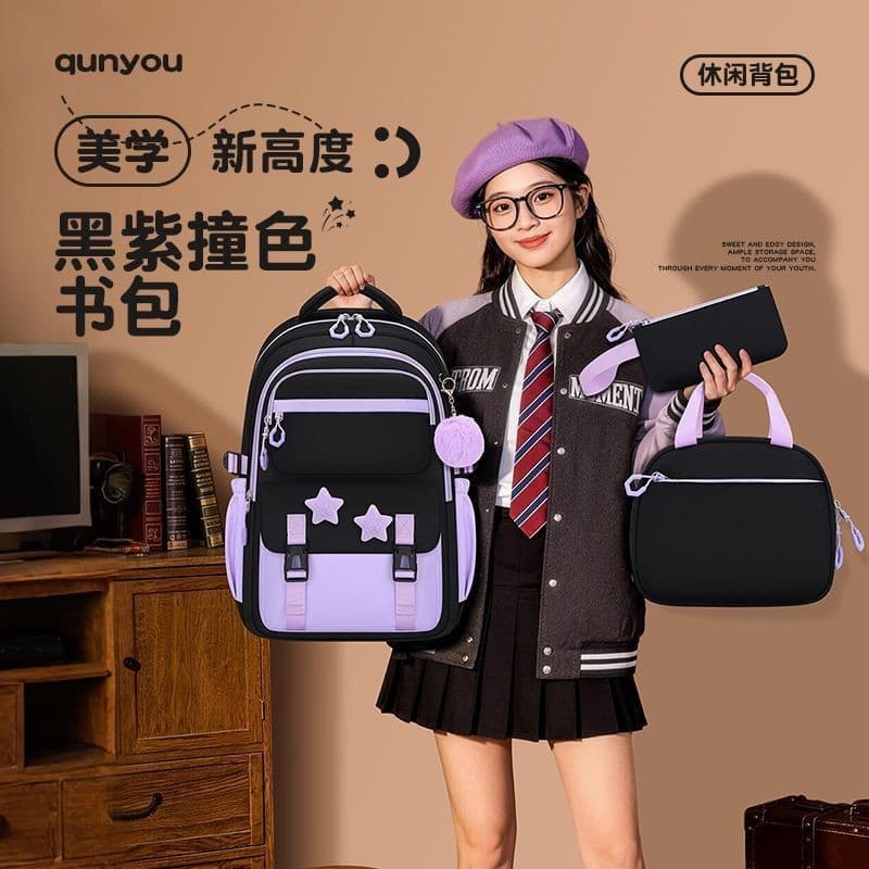 New healing color primary school bag large capacity, light weight, primary school junior high school girl backpack, durable backpack