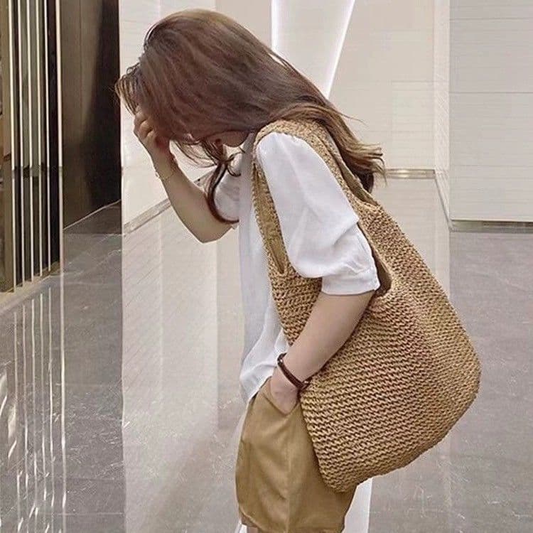 2025 New Summer Casual Shoulder Bag, Forest-Style Handwoven Large Capacity Beach Bag