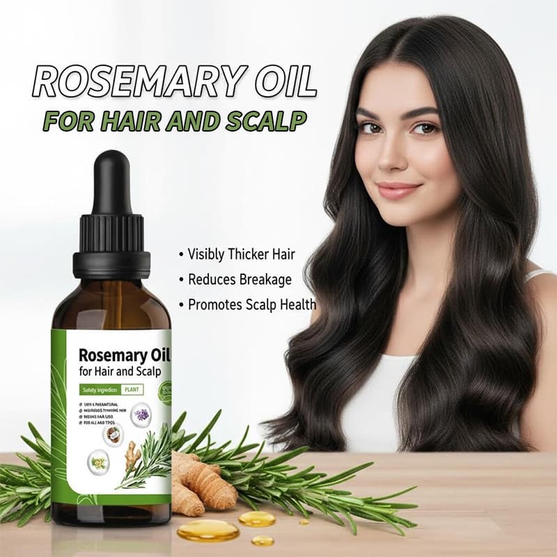 Rosemary Hair Oil with Olive, Castor, and Coconut Oil for Body Massage, Moisturizing Pure Plant Essential Oil