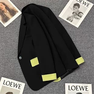 2026 Early Autumn Contrast Color Blazer for Women New High-End Fashion Street Trendy Loose Blazer