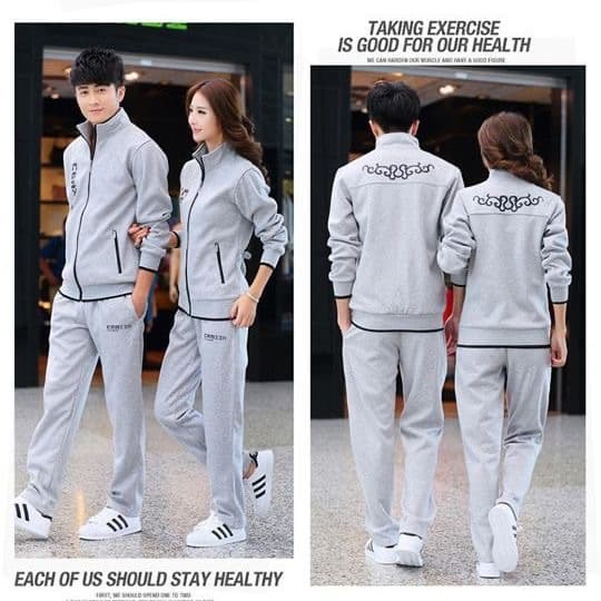 Men's Sports Suit Spring and Autumn Sweatpants Running Casual Autumn and Winter Women's Couple Outfit Student Uniform 2-Piece Set
