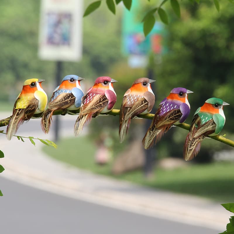 Colorful Foam Feather Birds Christmas Decorations Home Decor Props Artificial Birds Branches Ornaments