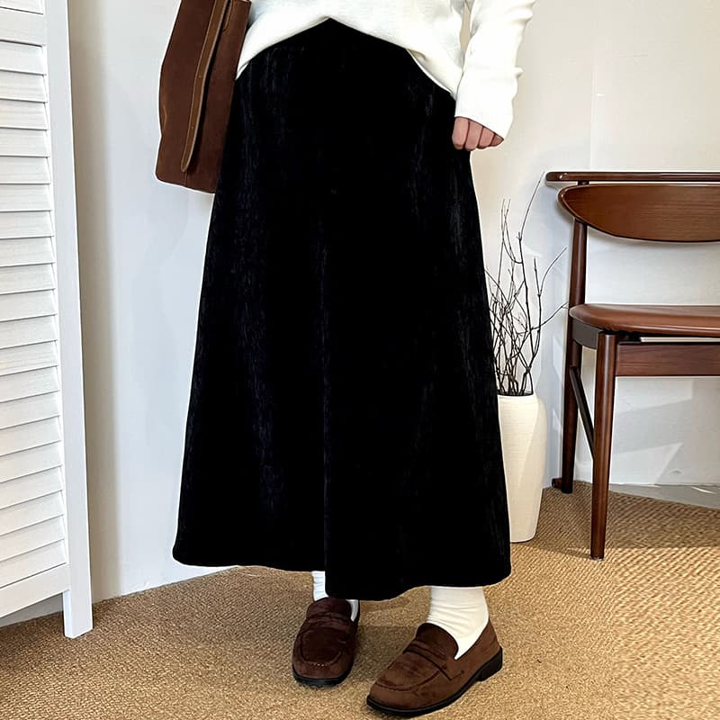 Plus Size Women's High-Waist Loose Skirt Versatile Mid-Length Dress 2025 Winter Style Fat mm Umbrella Skirt NQ1313