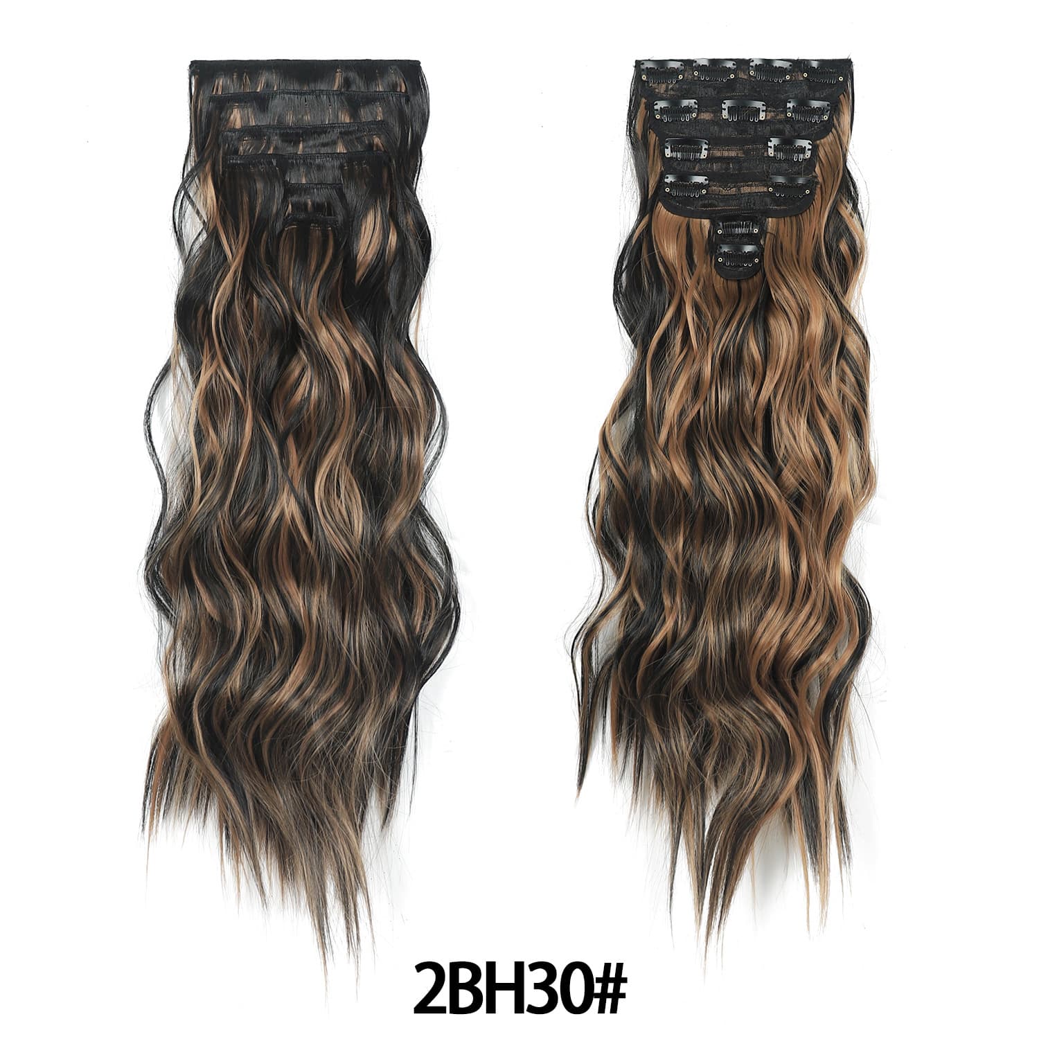 Cross-border Trade Heavy 6-Piece Water Wave Curl Hair Clip Set Long Hair Big Wave Hair Extension Pieces