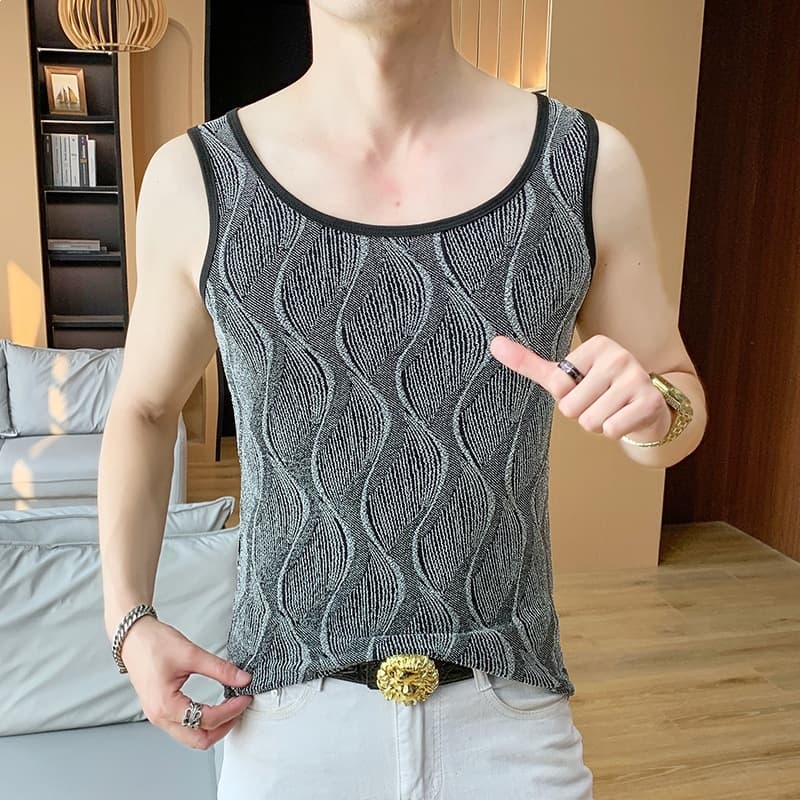 2025 Summer New Heavy-Duty Water Ripple Gold Thread Rhinestone Vest