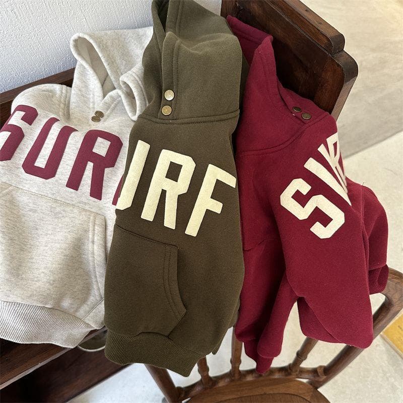 2026 children's hoodie loose and thickened autumn and winter style Korean style baby boy and girl all-in-one velvet sweatshirt