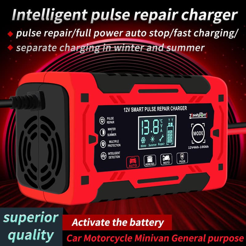 Cross-Border Intelligent Pulse Repair Lead-Acid Battery Charger Motorcycle Yacht Car 12V Battery Charger
