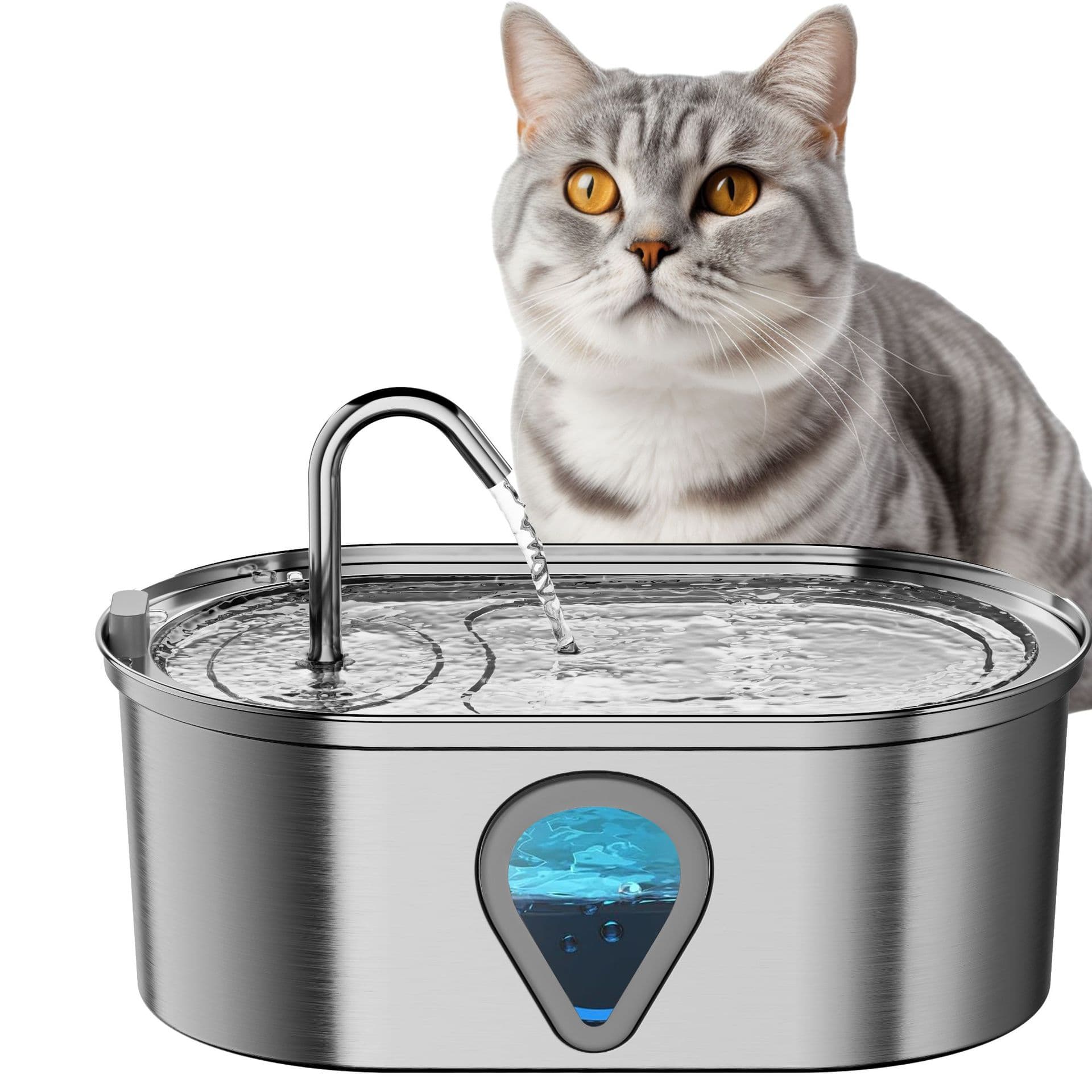 Cat fountain stainless steel metal drinking fountain silent pump automatic circulating water dispenser cat and dog water feeder pet supplies