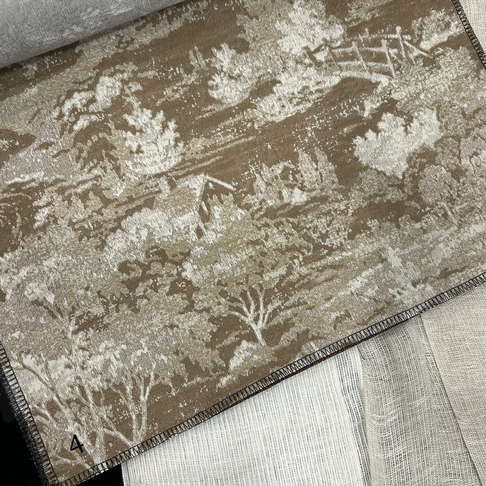 280cm Wide Silk Jacquard Fabric, Country and Pastoral Style Landscape and Architecture Material
