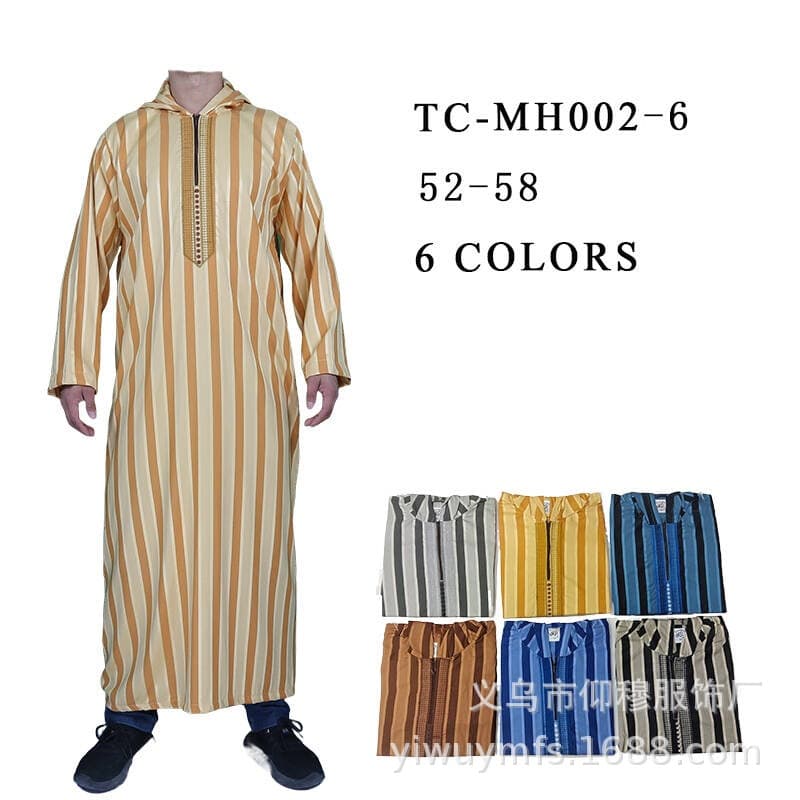 Factory direct sales of striped Arabian robes in mixed colors and sizes, wholesale from Yiwu factory.