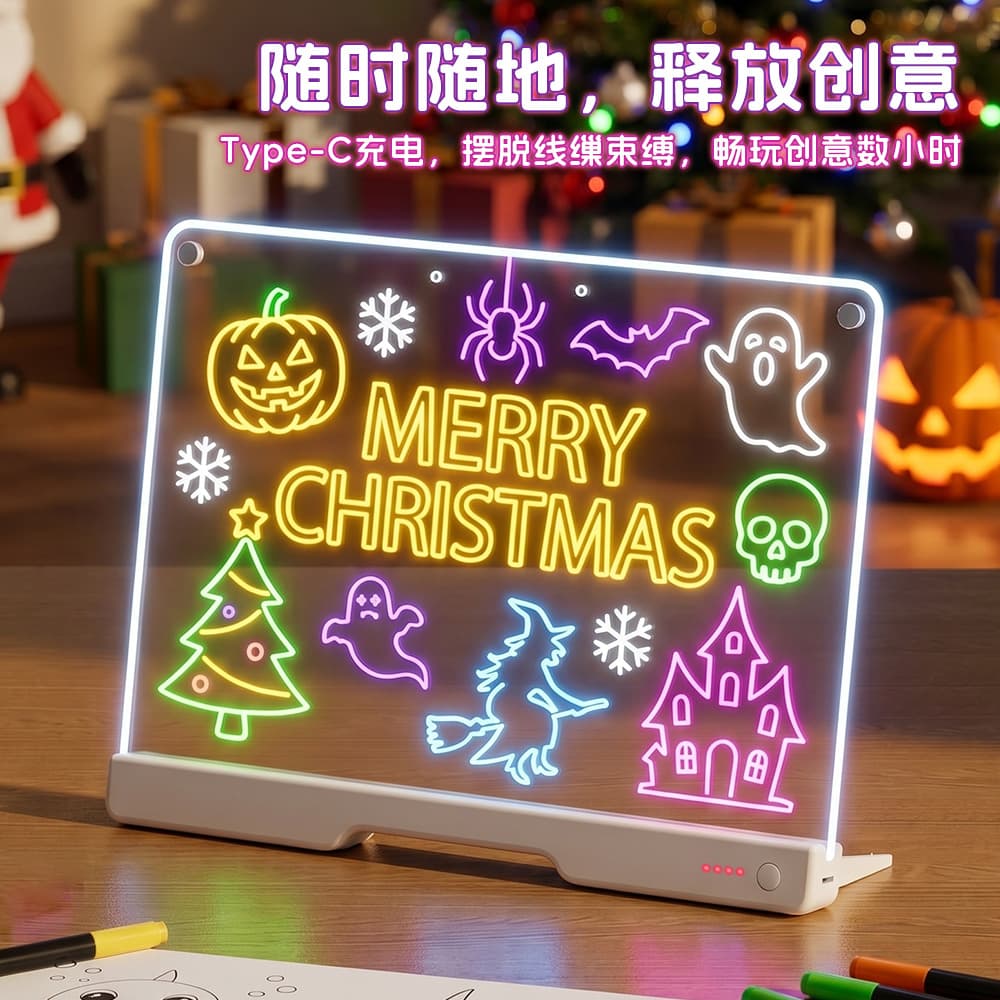 Reusable Scratch-Resistant Glowing Signboard, Hanging Hand-Writable Glow Board, Acrylic Message Board, Stall Fluorescent Wholesale