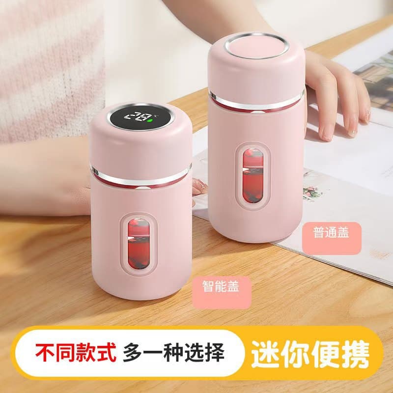 [High Aesthetic] Double-Wall Glass Smart Temperature Display Flower Tea Cup, Transparent Heat-Insulated Drinking Cup for Men and Women, Wholesale