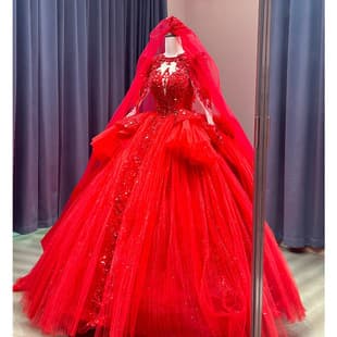 Red Chinese-style Main Wedding Dress 2025 New Arrival Bride Elegant Vintage Palace Style Heavy Craft Luxurious Long Sleeves with Long Train