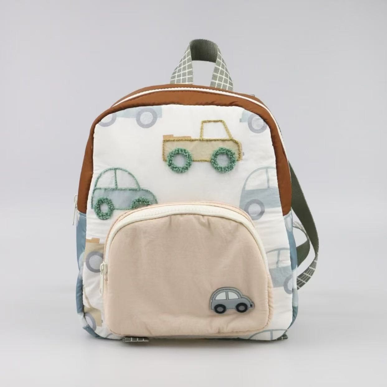 Cross-Border New Car Embroidery Backpack Unisex Children's Kindergarten Bag Cute Outing Double Backpack Travel