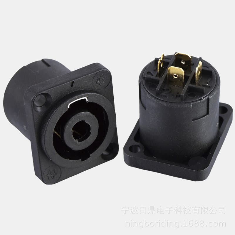 Taiwan RISUN High-Quality Professional 4-Pin Audio Female Socket Ohm Socket 4-Pin Small Square Socket New Large Hole Gold-Plated