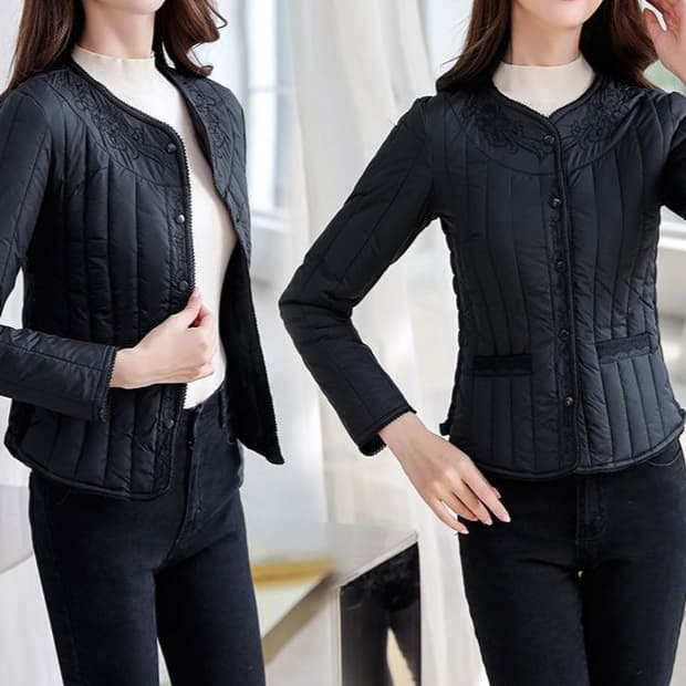 New women's down-filled cotton jacket, short style, lightweight inner lining, new slim fit, plus size, suitable for inner wear, light cotton coat.