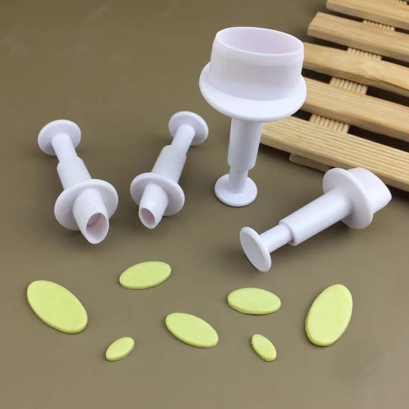 4pcs Oval Embossing Die Spring Press Die DIY Baking Fondant Cake Mold Cake Mold Dough Egg