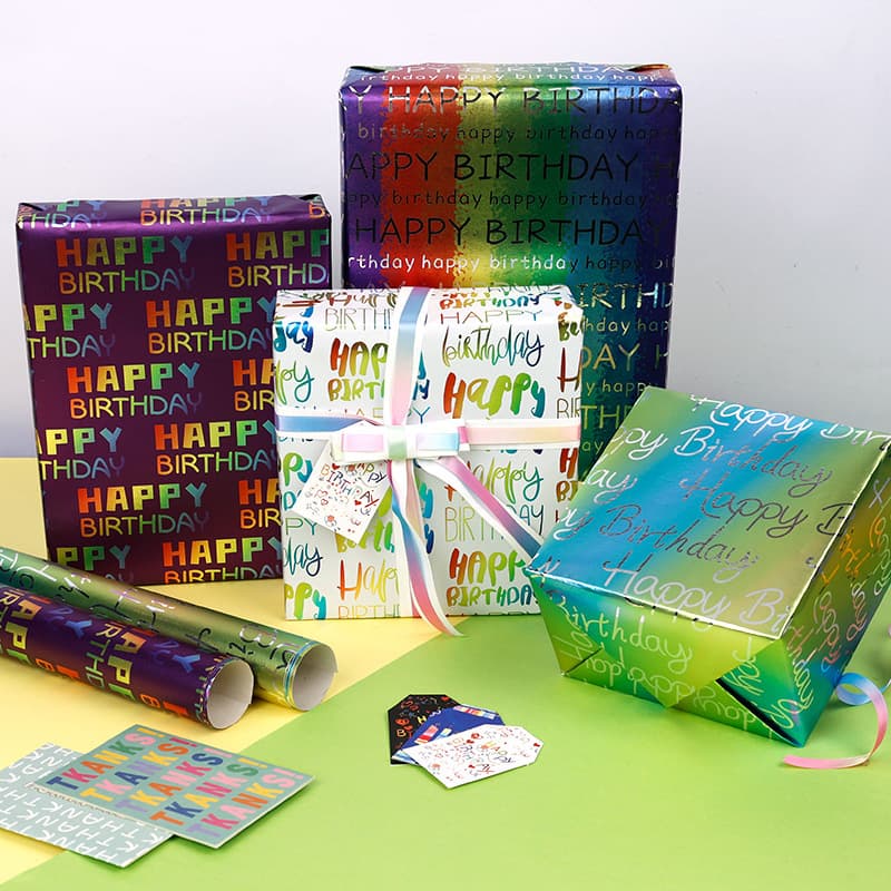 Cross-border special supply for new large-size birthday gift wrapping paper, colorful light luxury aluminum-plated paper gift wrapping paper