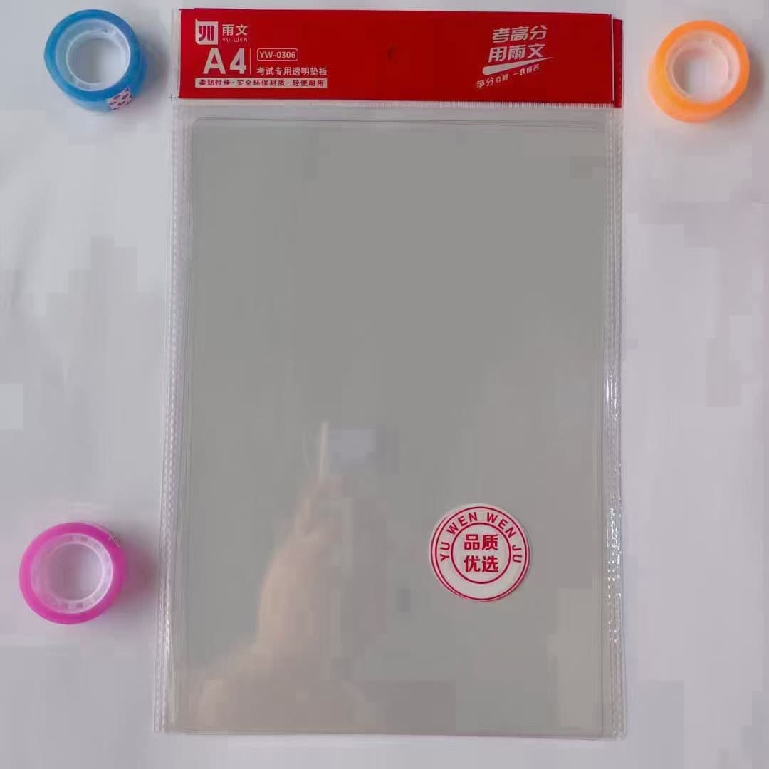 Yuwen A4/A3 Transparent Student Exam Board, 8K Soft PVC Pad, 0.6mm Thick Desktop Mat, Colorless Transparent