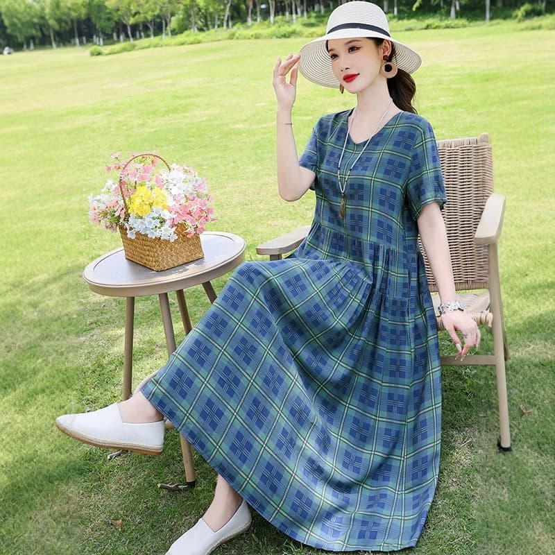 2026 Early Summer New Style High-Quality Cotton Silk Dress Daily Comfort Fashionable Long Loose Dress