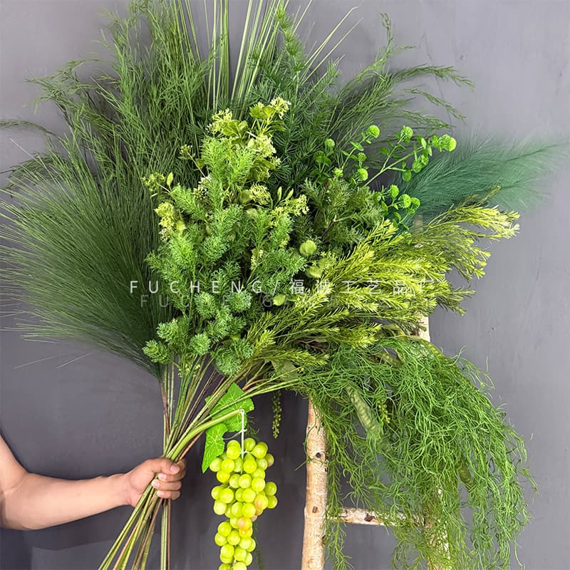 2026 New Artificial Plants Simulation Green Asparagus Grass Wedding Floral Green Decorative Grass