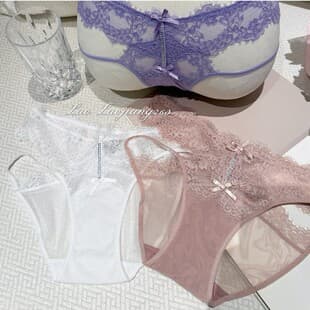 Luxury Series Sexy Lace Pure Desire Cotton Gusset Mesh Lace Trim Briefs Rhinestone 2026 New Comfortable Summer