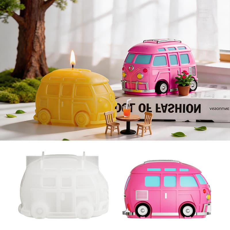 Mini Bus Silicone Mold DIY Small Bus Aromatherapy Candle Ornament Plaster Mold