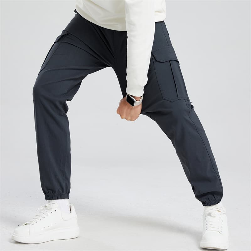 Men's Thin Work Pants, High Stretch, Multi-Pocket, Solid Color, Loose Casual Pants, Outdoor Men's Work Pants