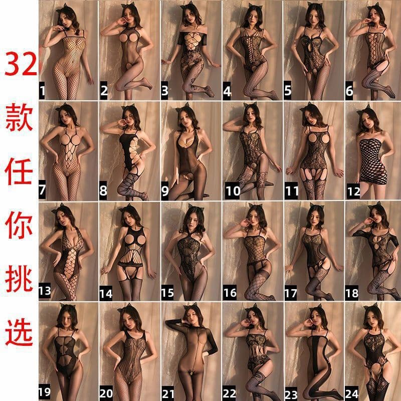 Sexy lingerie, fishnet, open-fit, no-take-off passion suit, transparent sexy temptation stockings uniform Sy