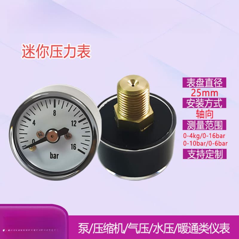 Mini Pressure Gauge Y25 Axial Air Water Pressure Pump Portable Compressor Pressure Reducing Valve 1180 Type 16bar