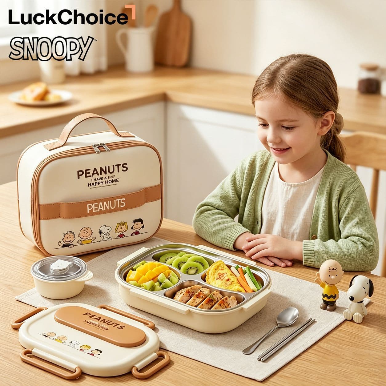 Student Lunch Box, Children's Dinner Plate, Primary School Student Stainless Steel 304 Insulated Lunch Box, Divided Compartment, Cartoon Office Worker