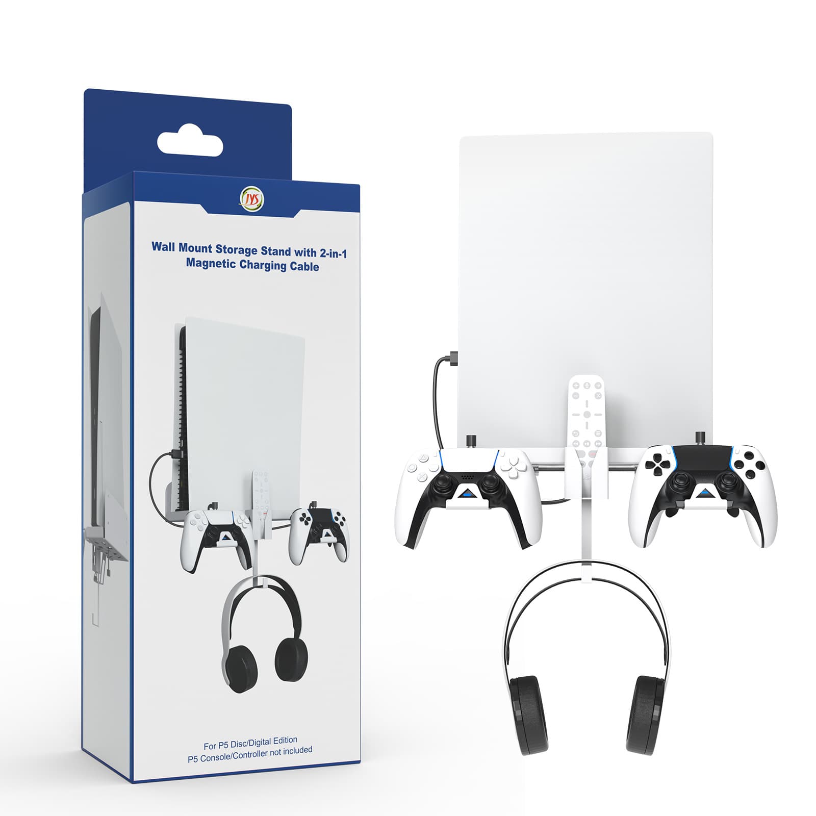 PS5 Console Stand Compatible Digital Disc Version Wall Mounted Handle Charging Cable Set for PS5 Gaming Console