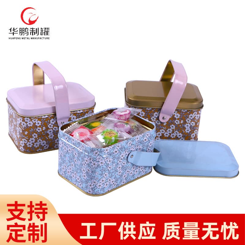 Metal Handle Gift Tin Box, Handheld Cartoon Candy Tea Chocolate Packaging Tin Can Factory Wholesale