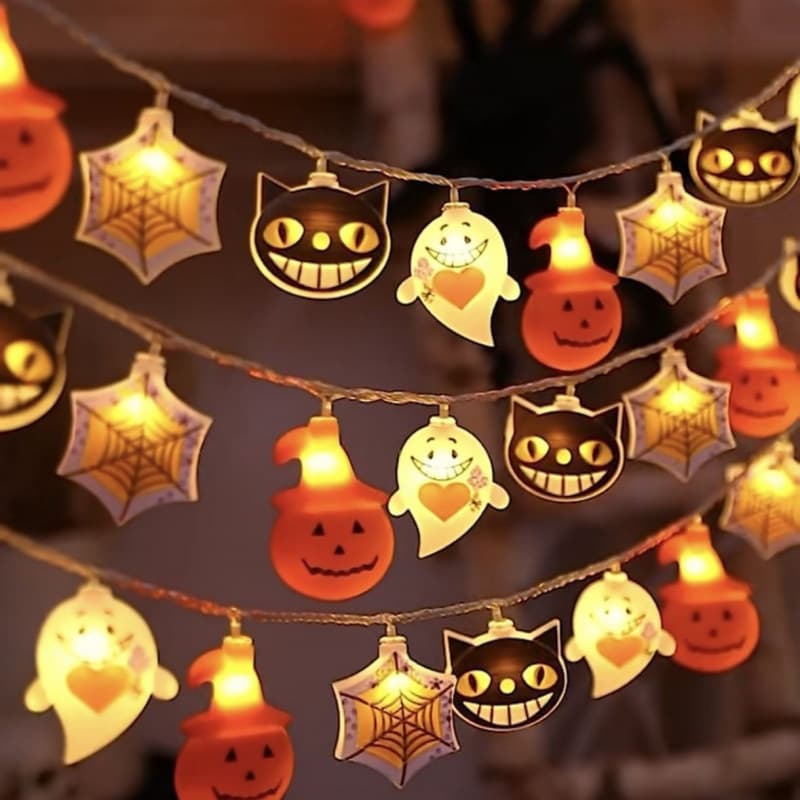 Manufacturer LED Halloween String Lights Pumpkin Ghost Skeleton Spider Waterproof Decorative Lights USB Battery Light String