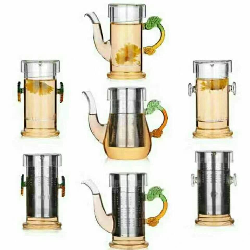 Cross-border Amazon glass teapot with dragon handle, stainless steel filter infuser for black and green tea, double-ear brewing pot