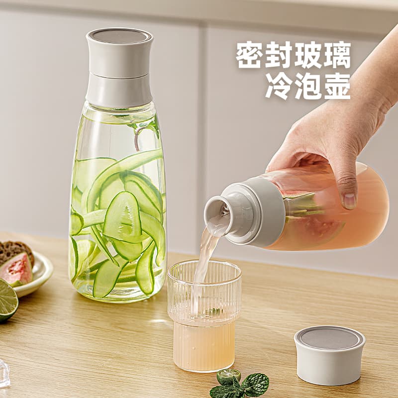 Cold Water Pitcher, Household Food-Grade Glass Pitcher with Filter, Refrigerator Cold Brew Pitcher, Large Capacity Fruit Tea Cold Brew Pitcher