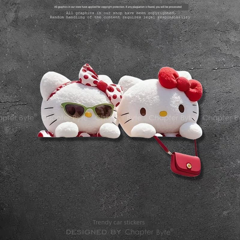 Hello Kitty Car Sticker Hello Kitty Fashion Creative Cute Cartoon Electric Motorcycle Body