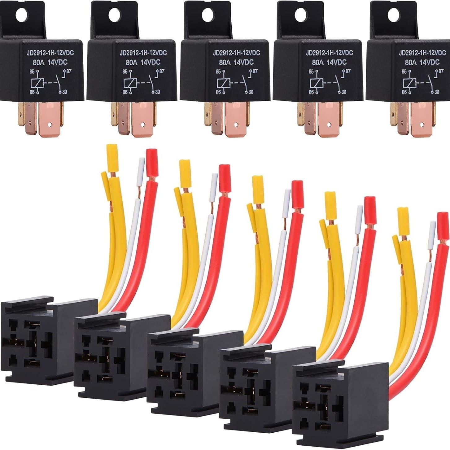4-Pin Automotive Truck Motor Heavy Duty 80A 12V Normally Open Relay Socket Plug with Wire Harness JD2912