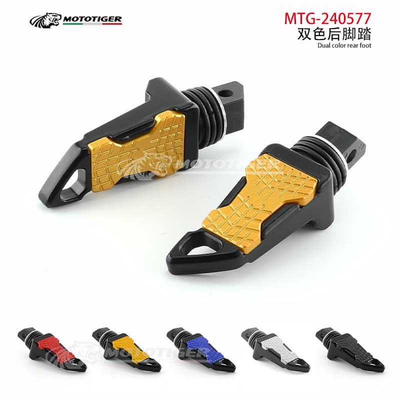 Motorcycle CNC Rear Foot Pegs Universal Aluminum Flat Two-Tone Rear Foot Pegs for Street Bikes, Sport Bikes, and Racing Motorcycles - Modified Accessories