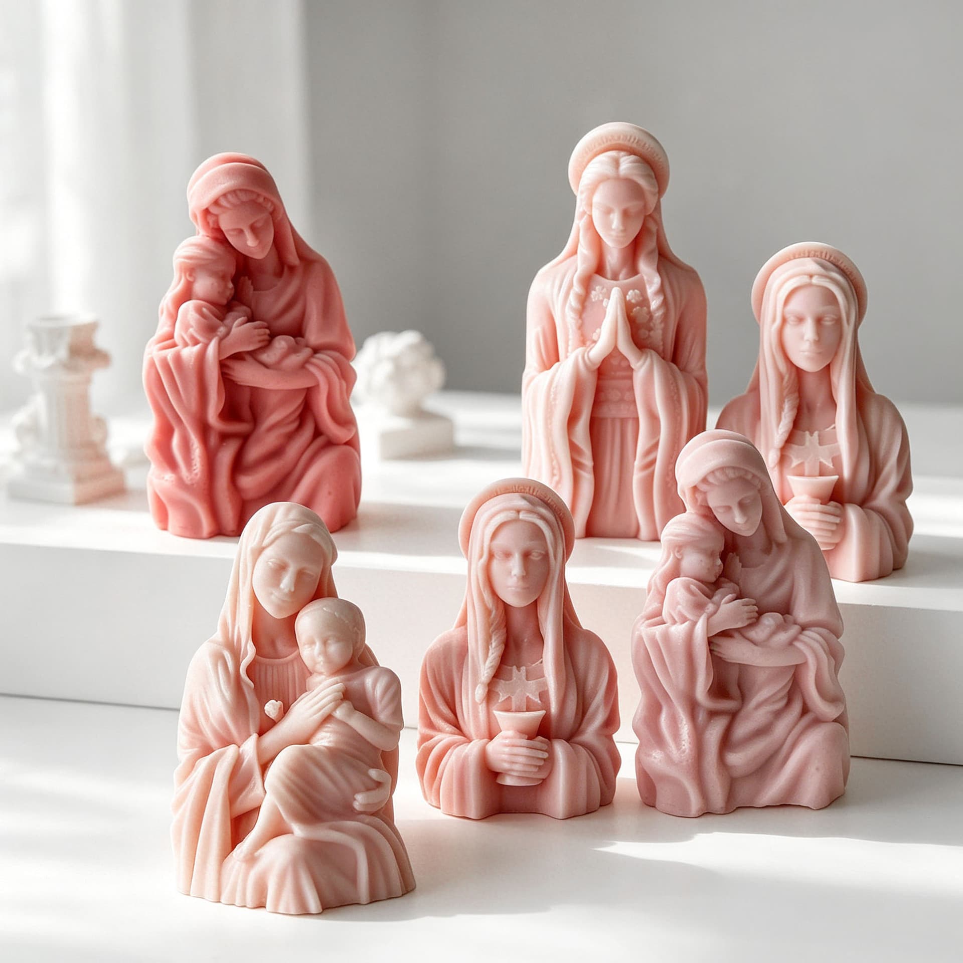 Jiahuimei Mother Holding Child Portrait Scented Candle Silicone Mold DIY Epoxy Candle Goddess Statue Mould