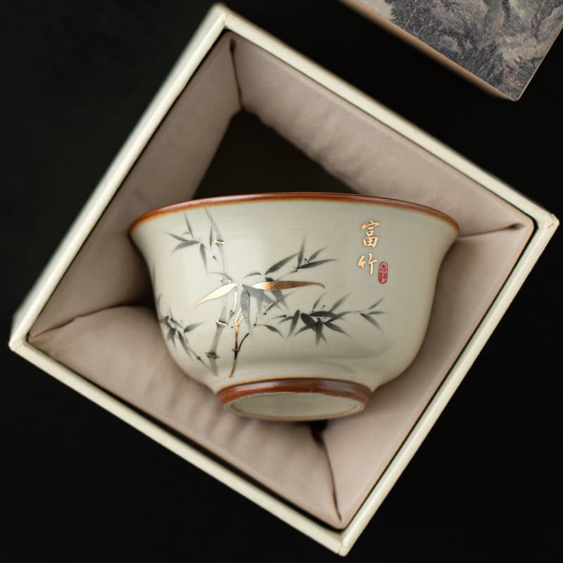 Ruyao Ceramic Tea Cup for Home Use Drinking Tea Can Cultivate Gongfu Tea Set Owner Cup Tea Bowl Gift Box Traditional Chinese Style