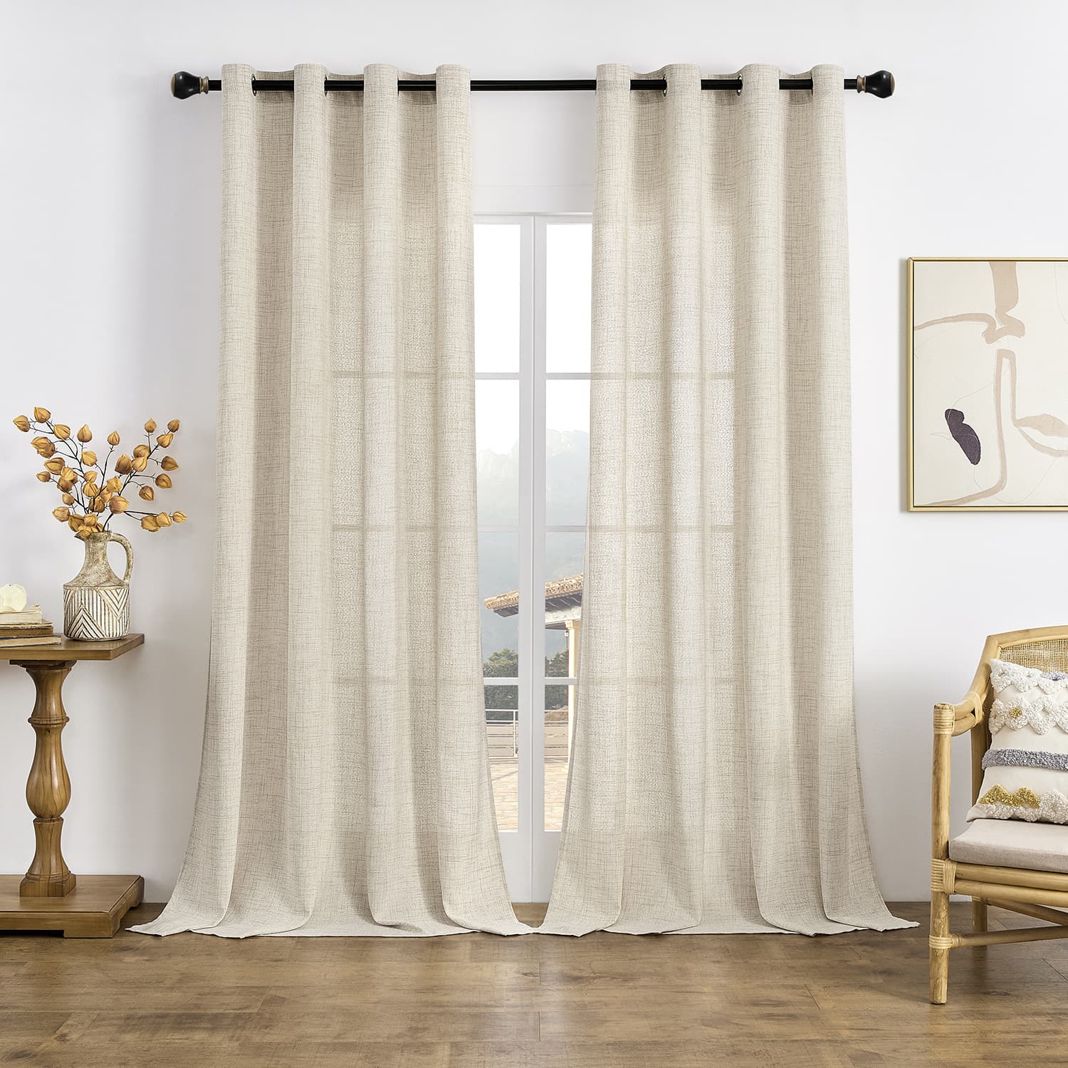 In Stock 16-Color Rainbow Linen Japanese Wabi-Sabi Style Window Sheer, Thickened Japanese Semi-Sheer Linen Curtain Fabric