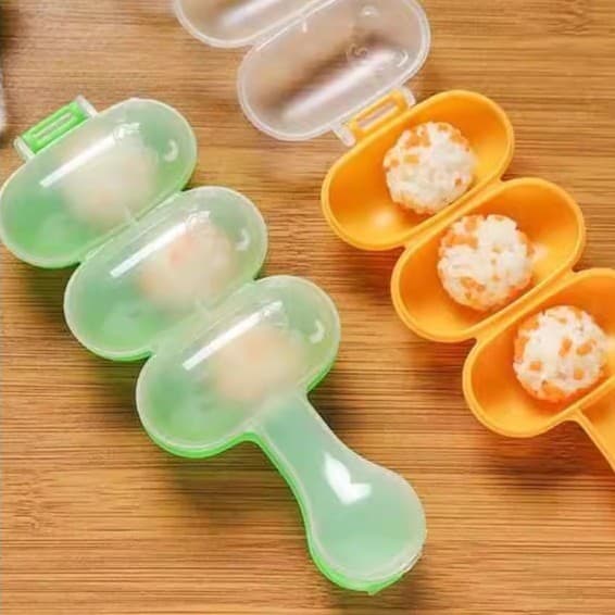 Shake and Roll Rice Ball Mold, Spherical Rice Ball Triple Mold, Baby Food Rice Ball Mold