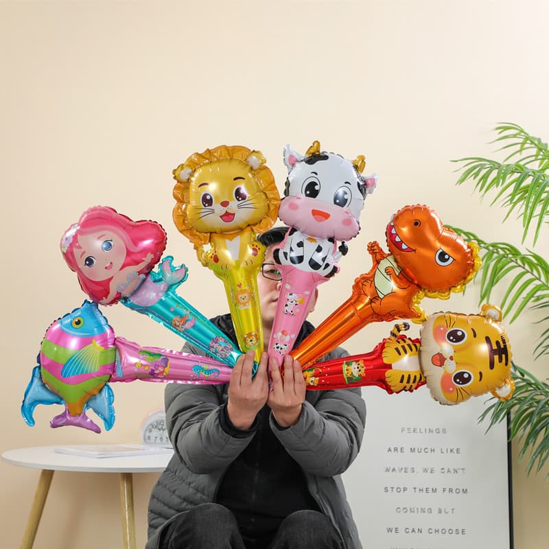 Children's Day Sports Event Large Noise Maker Stick Cartoon Long Stick Kids Toy Balloon Stick Ground Promotion Gift Balloon